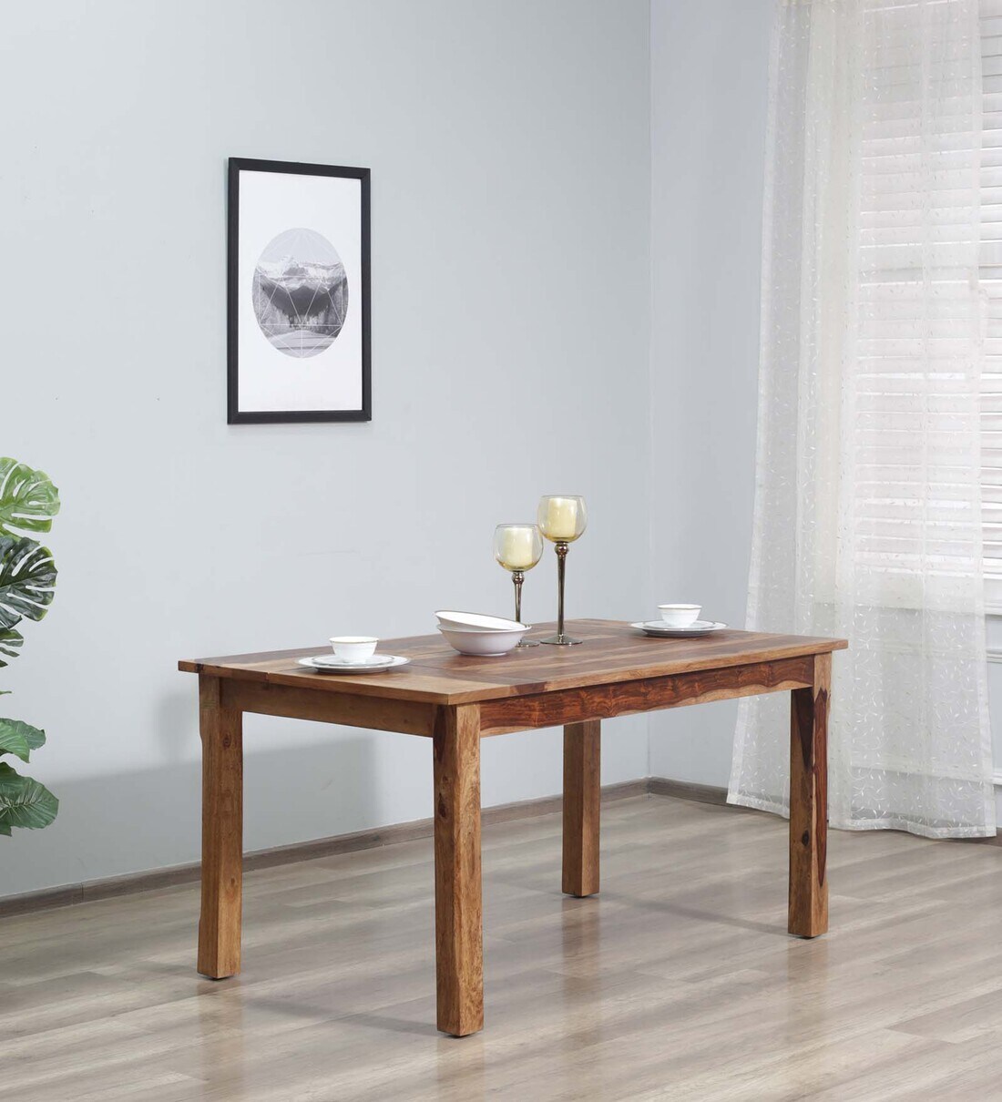 Buy Patron Sheesham Wood 6 Seater Dining Table In Rustic Teak Finish at