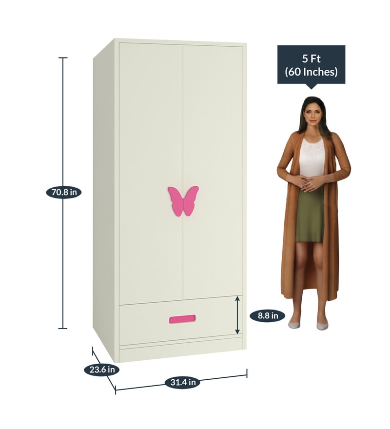 Buy Palencia Two Door Wardrobe With Butterfly Handles In Barbie