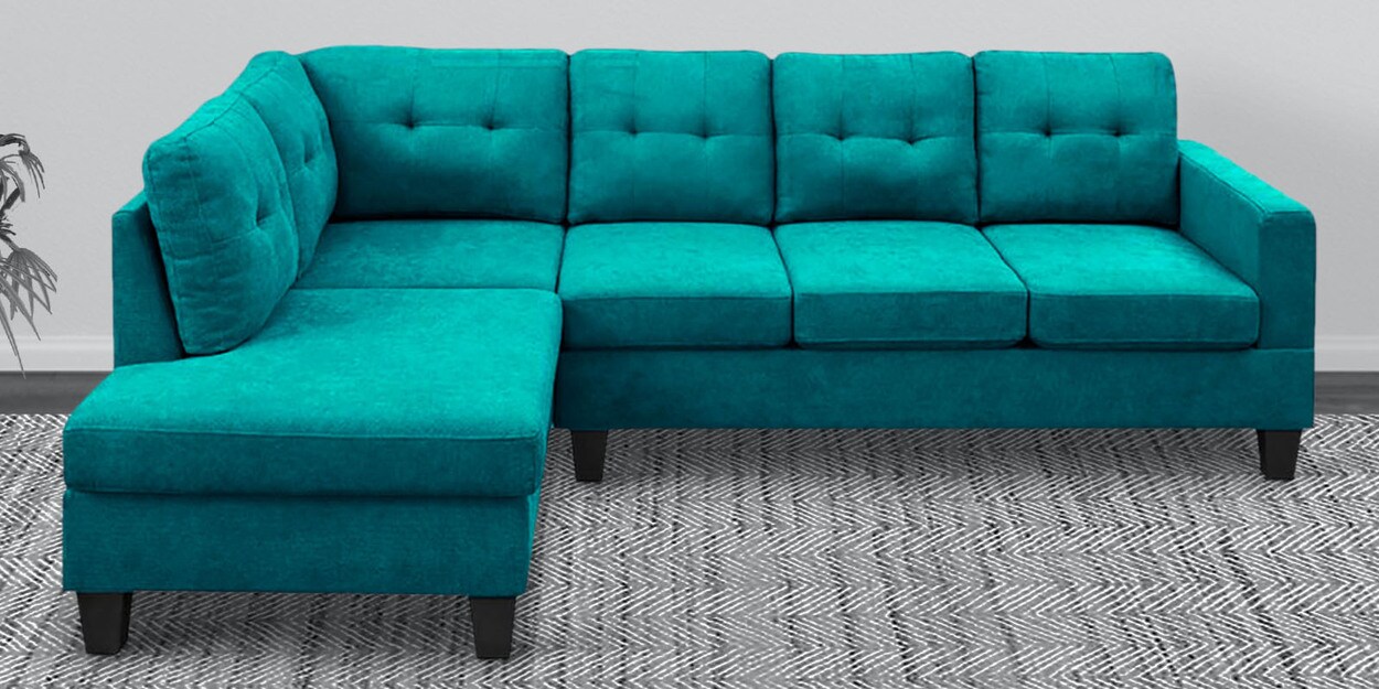 Buy Romania RHS 6 Seater Sectional Sofa In Sea Green Colour Online