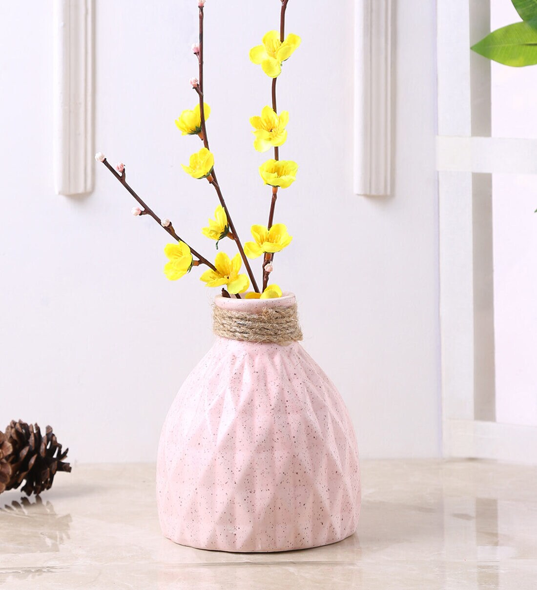 Buy Pink Ceramic Flower Vase With Jute Neck at 68 OFF by Tayhaa Pepperfry