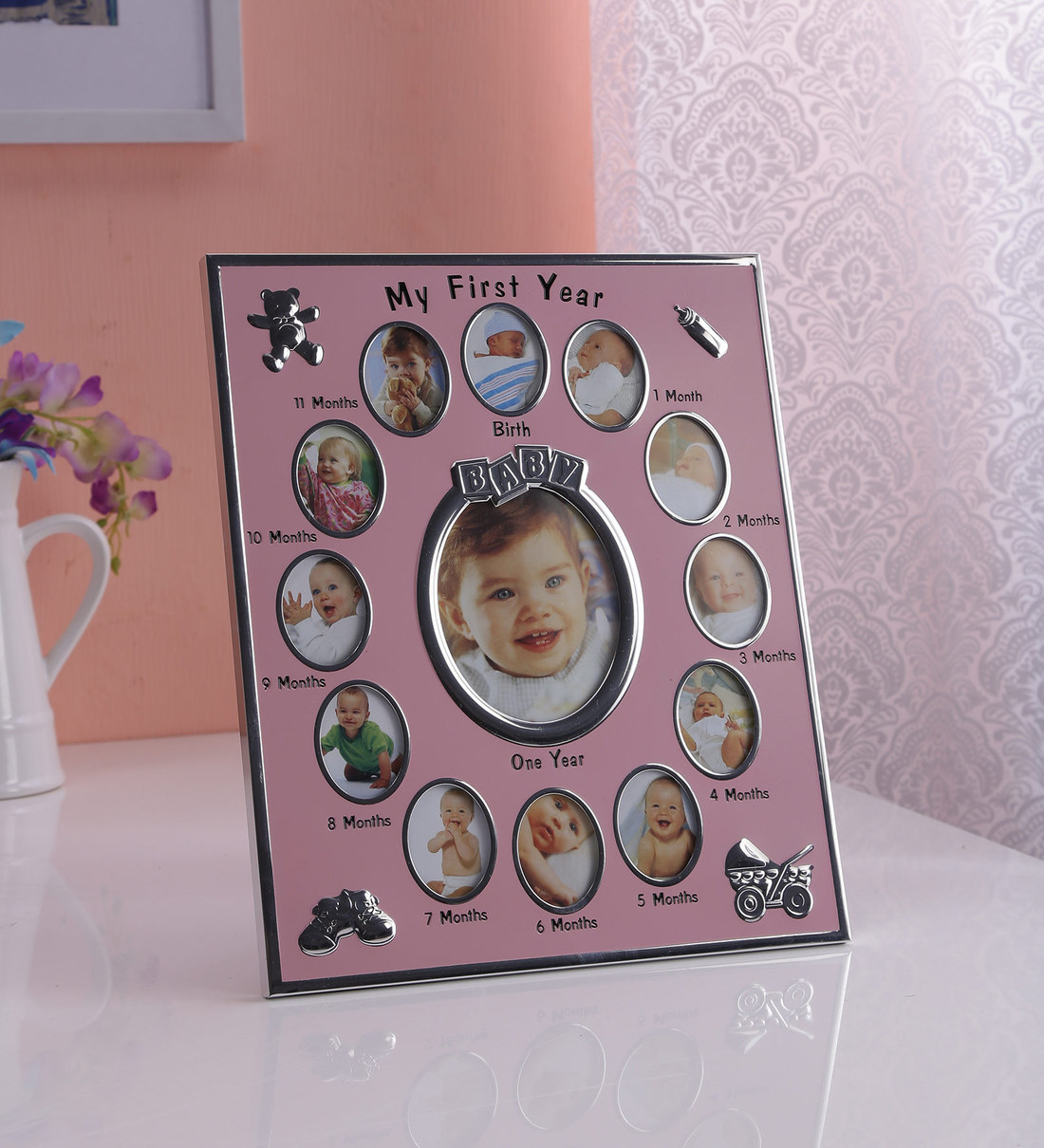 Buy Pink Zinc & Brass My 1st Year Photo Frame by Momentz Online Kids Picture Frames Kids