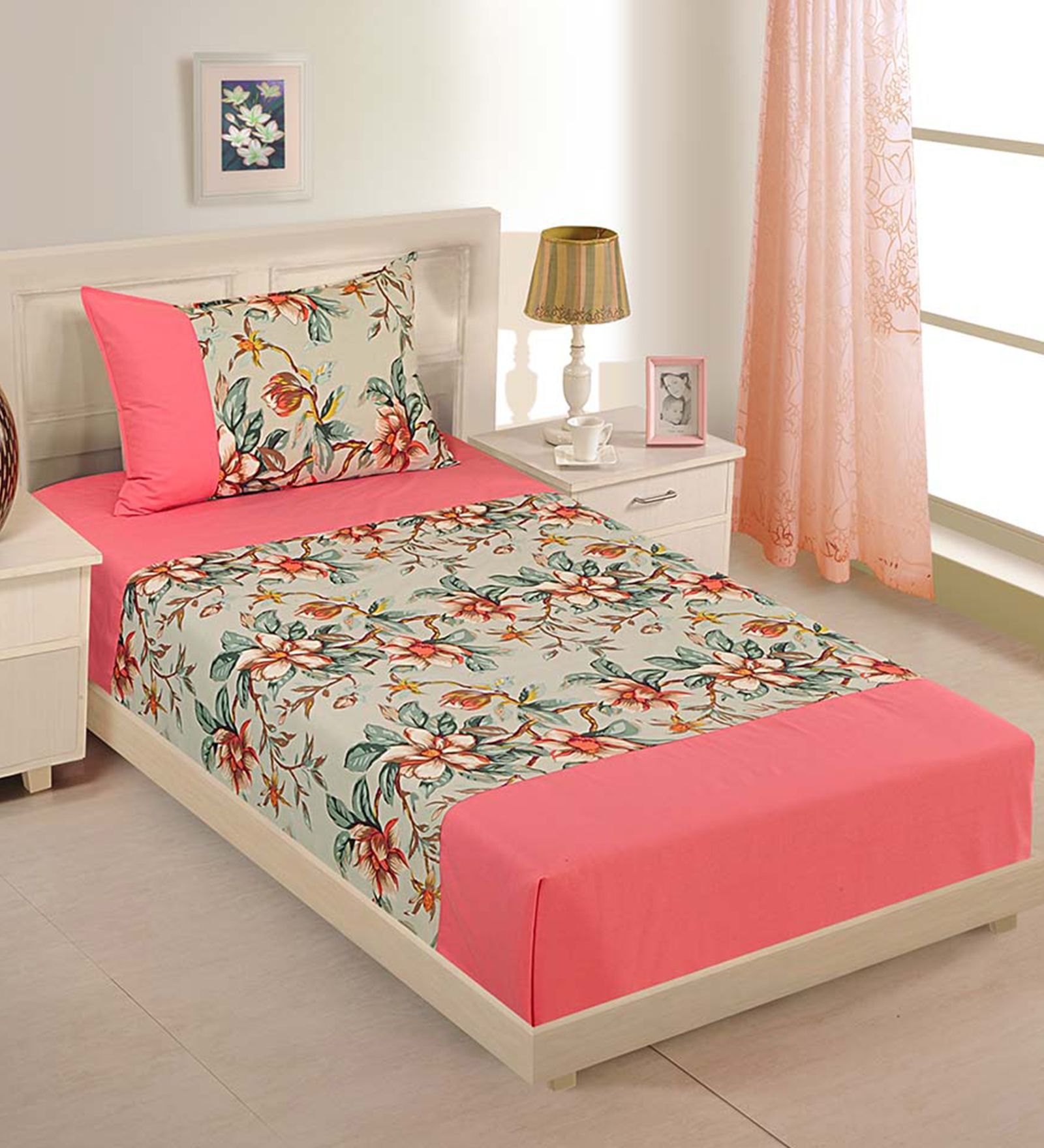 Buy Pink Cotton Single Size Bedsheet Set of 2 by Swayam at 47 OFF by