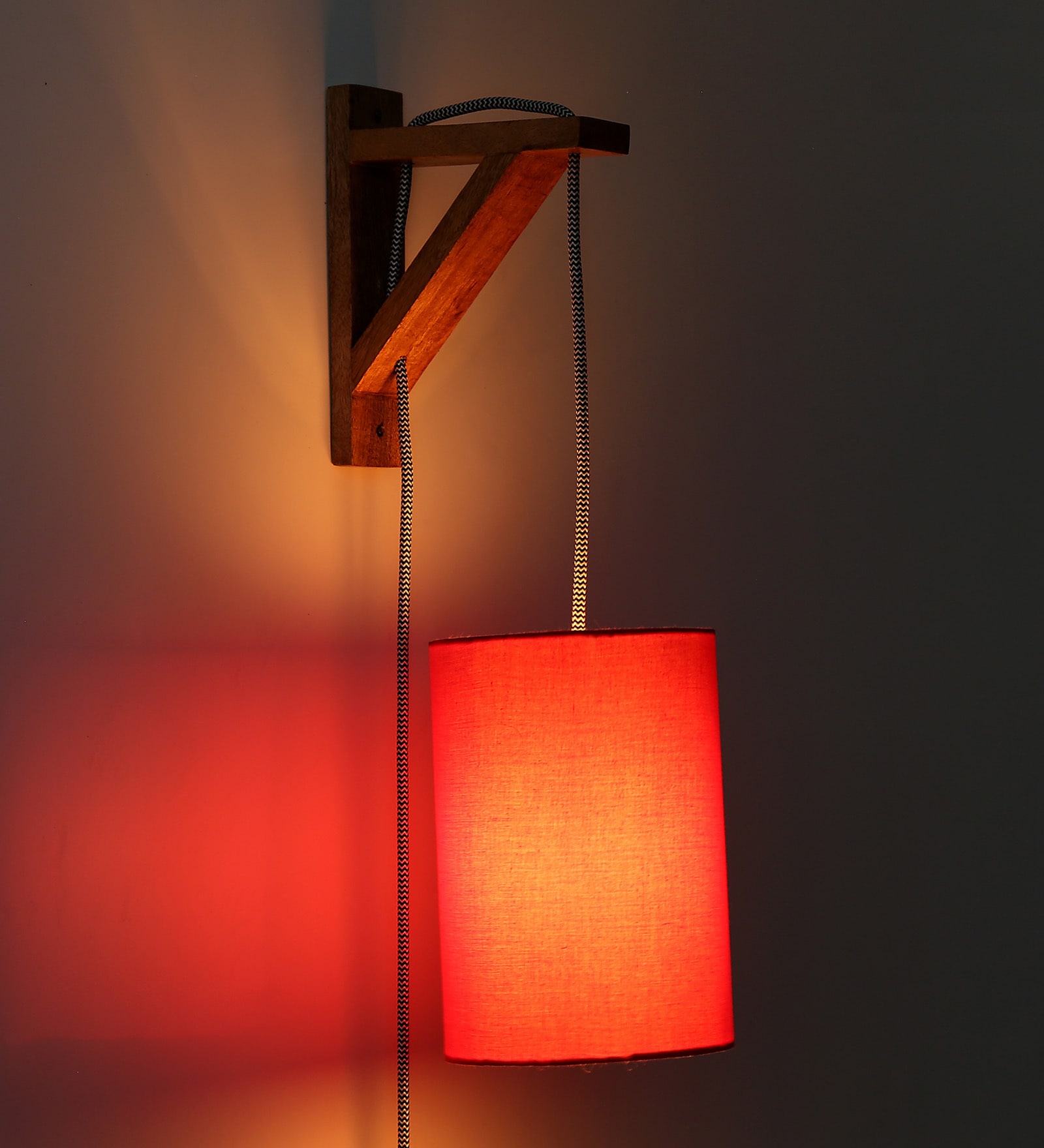 Buy Caged Red Fabric Wall Sconces by Craftter Online Downlight Wall