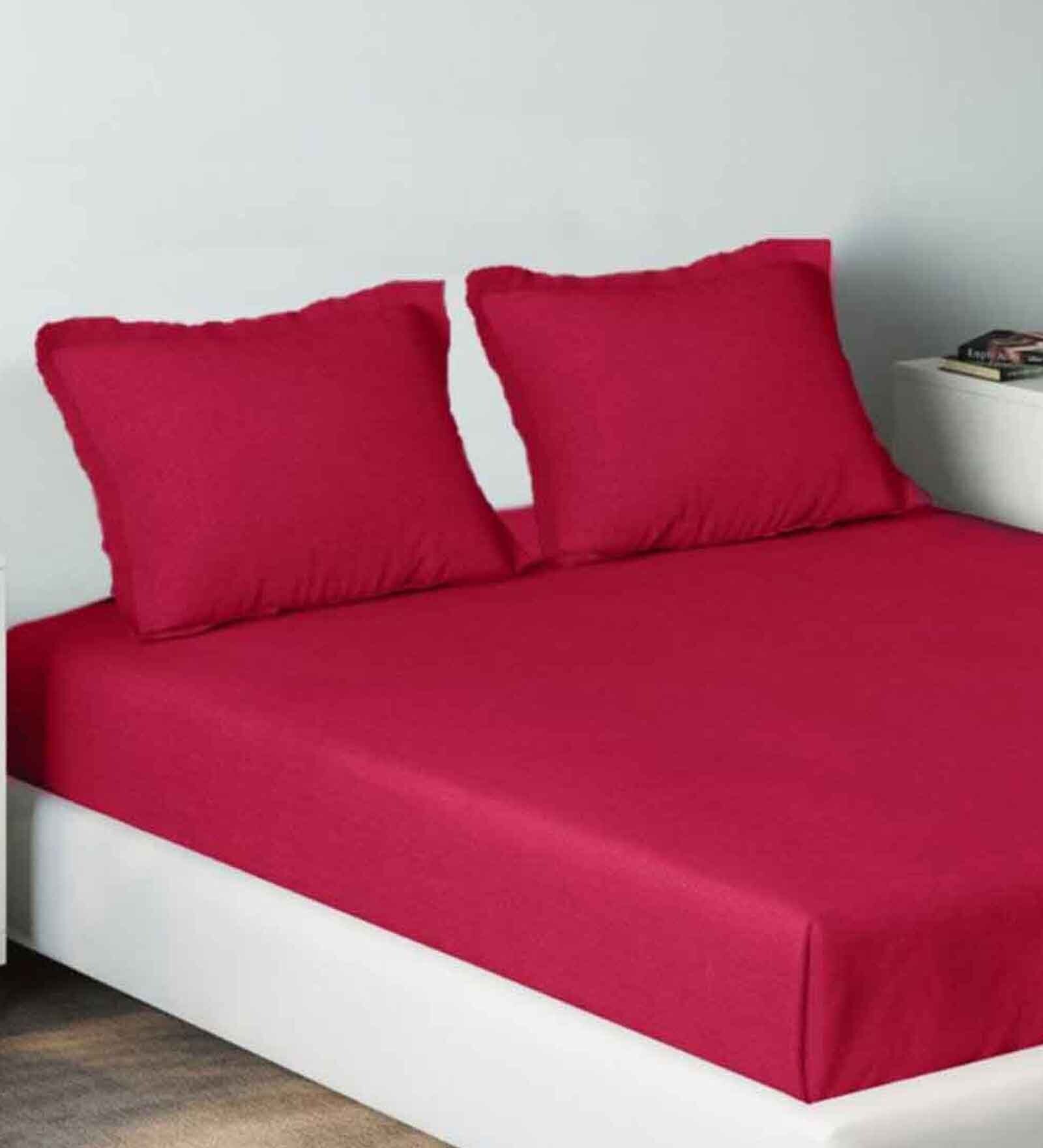 Buy Pink Solid 210TC Cotton 17 x 27 Inches Pillow Covers (Set of 2) by