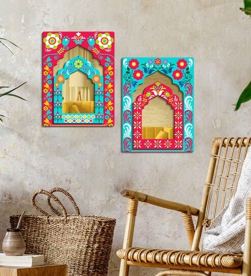 (Set Of 2) Pink Mirror Jharokhas Offers & Cashback