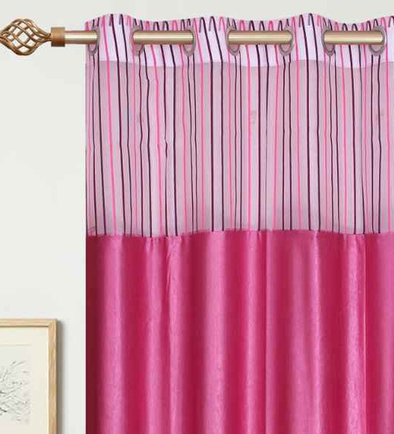 Sai Arpan Stylish Stitched Eyelet Door Curtain Peach And Pink