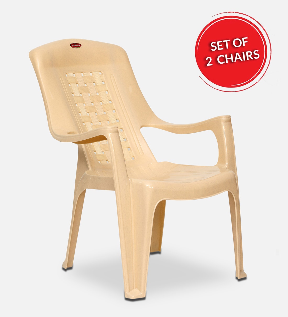 Buy Plastic Chair (Set of 2) in Beige Colour by Prima Online Plastic