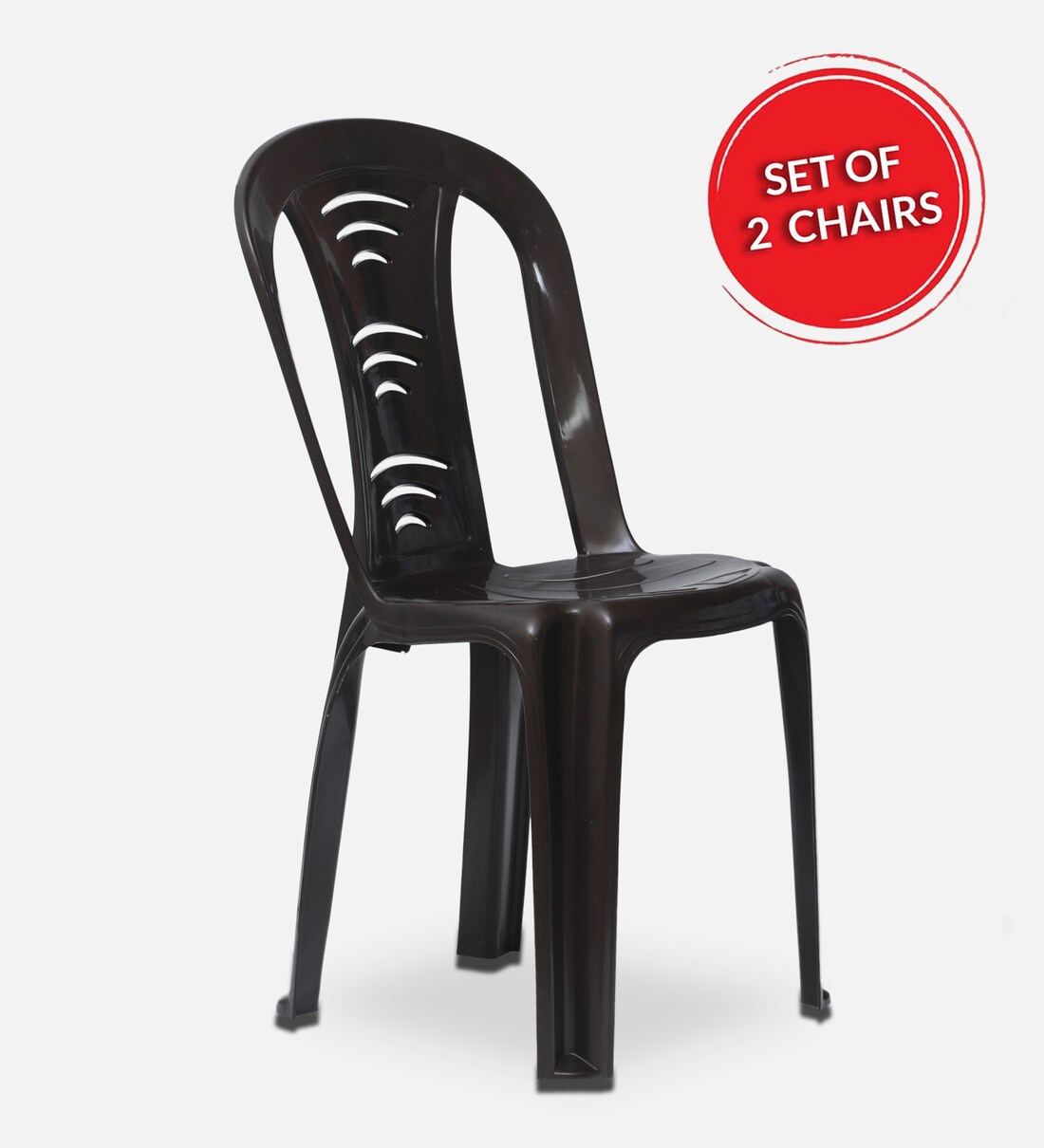 Buy Genoa Plastic Chair in Brown Finish (Set Of 2) Online Plastic