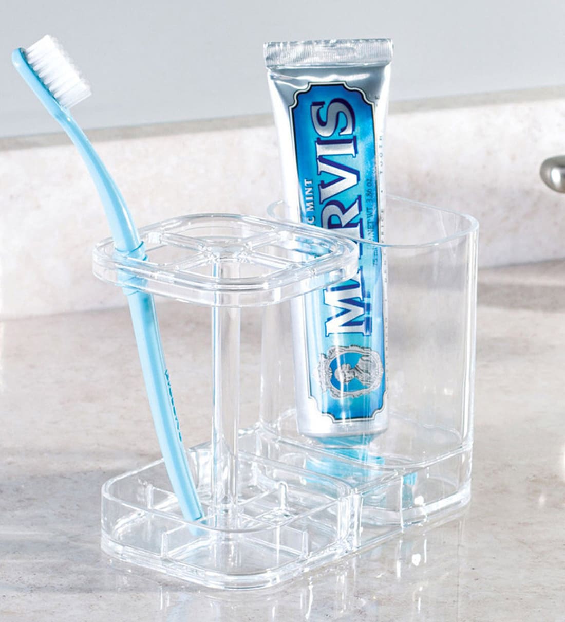 Buy Plastic Transparent Counter Top Toothbrush & Toothpaste Holder by ...