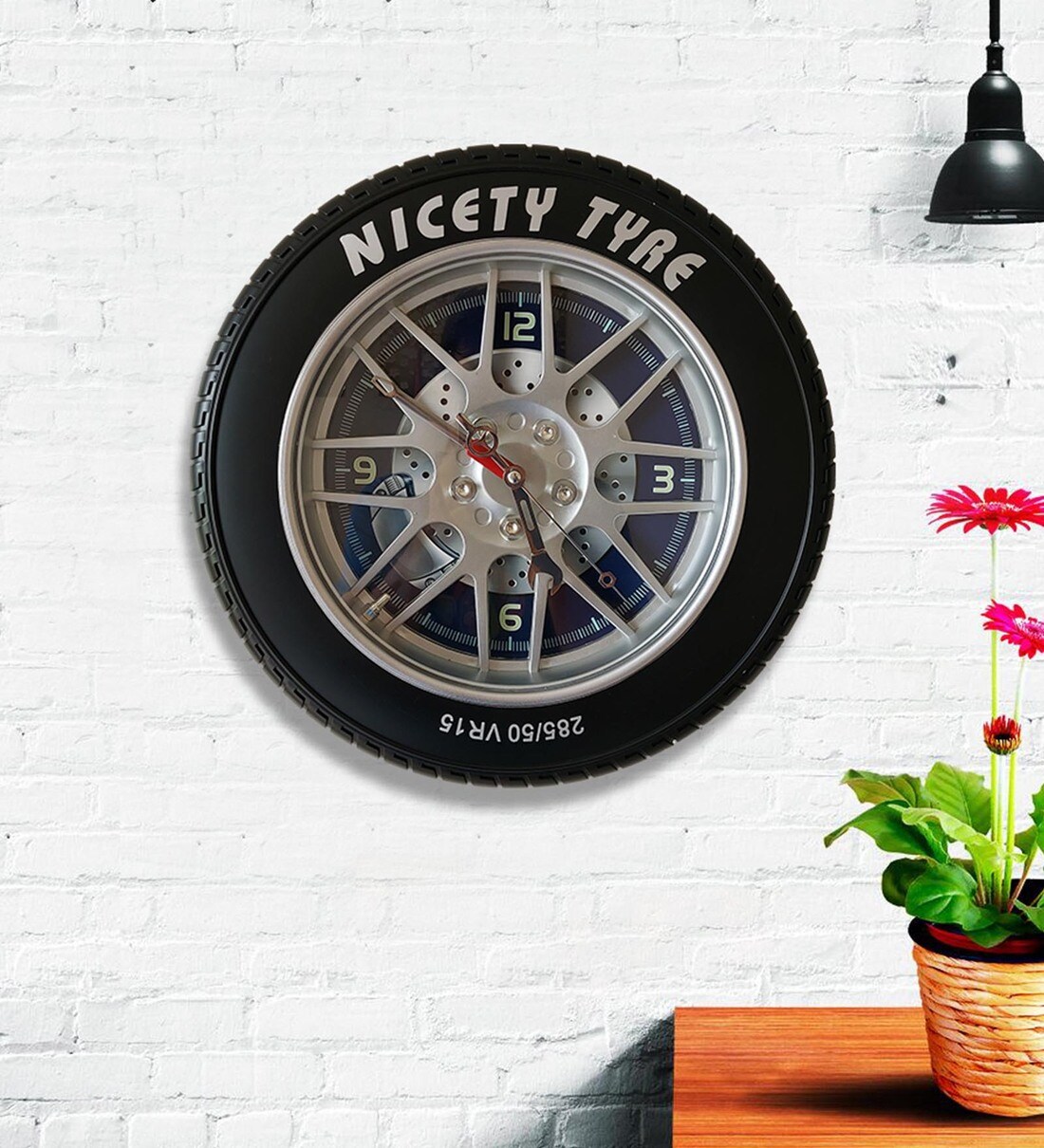Buy Silver Polypropylene Tyre Modern Wall Clock Online Modern Wall