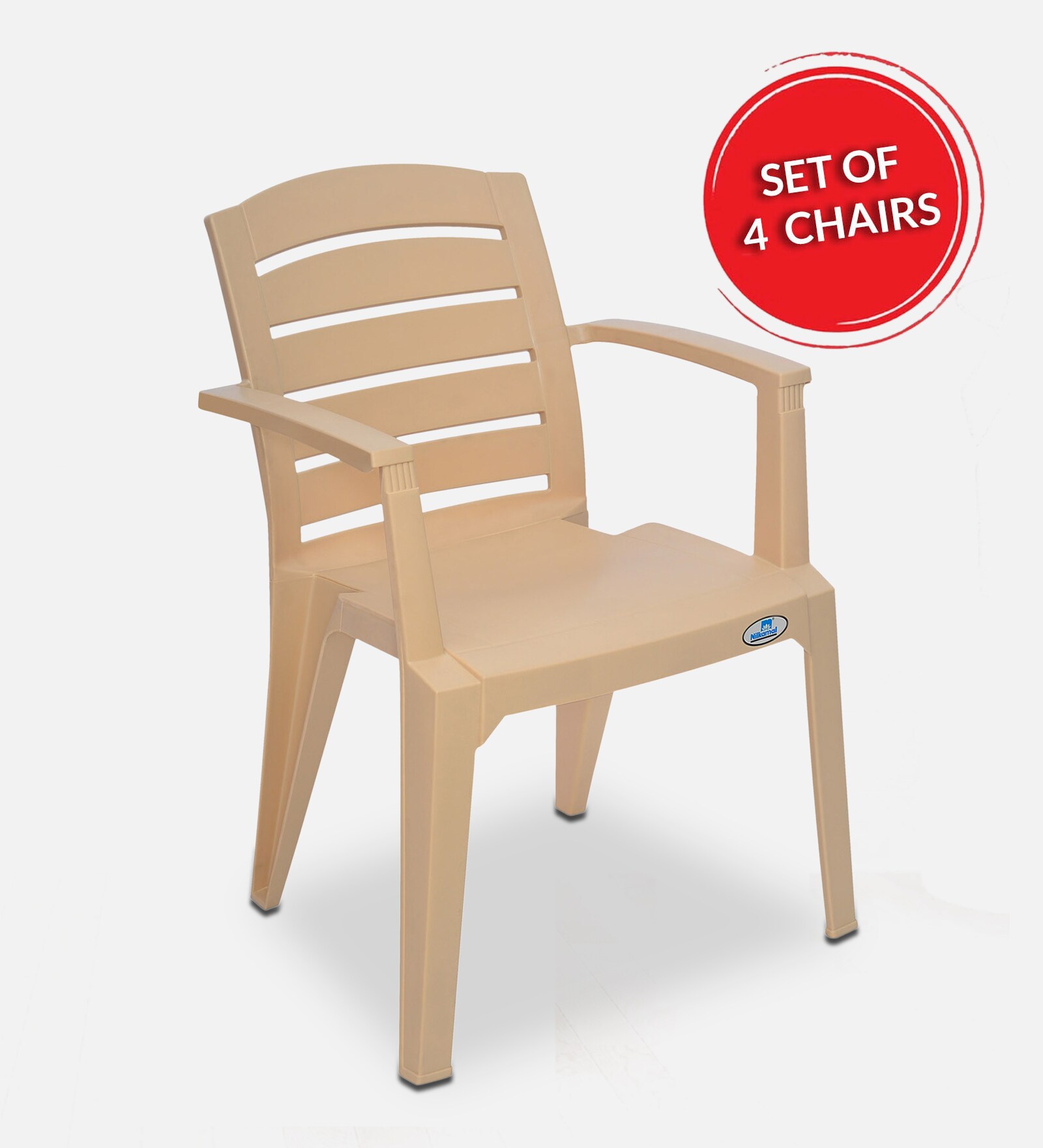 Buy CHR2135 Plastic Chair in Biscuit Brown Colour , Set of 4 Online