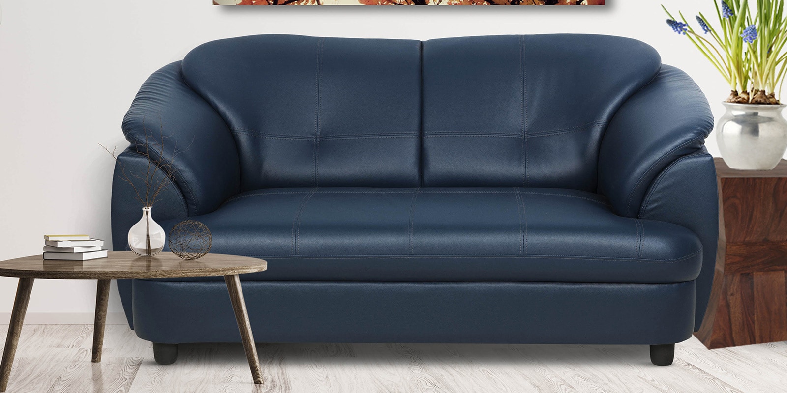 Buy Plymouth Two Seater Sofa in Valencia Blue Leatherette by Urban