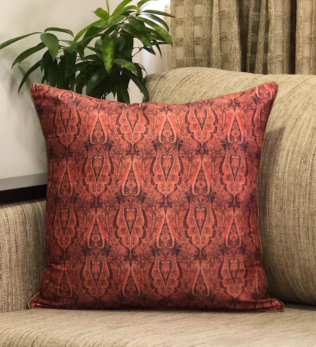 Buy Digital Printed Polyester Traditional Pattern 16x16 Inch Cushion