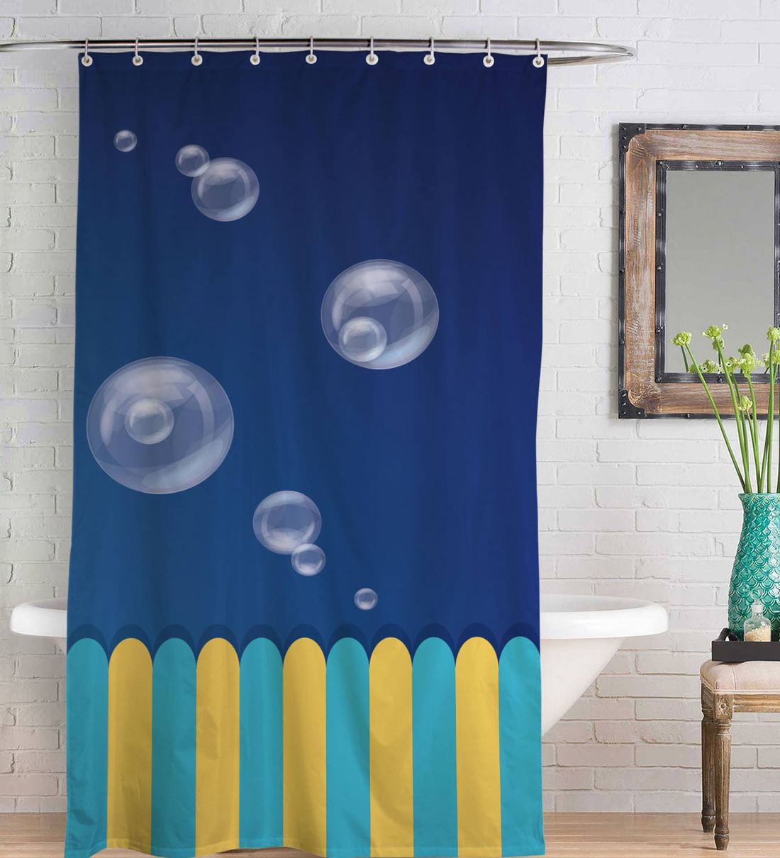 Buy Blue Abstract Pattern Polyester Shower Curtains By Right Online Shower Curtains Shower