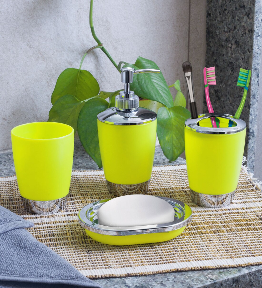 Buy Polypropylene Counter Top Bathroom Accessories in Green by Story