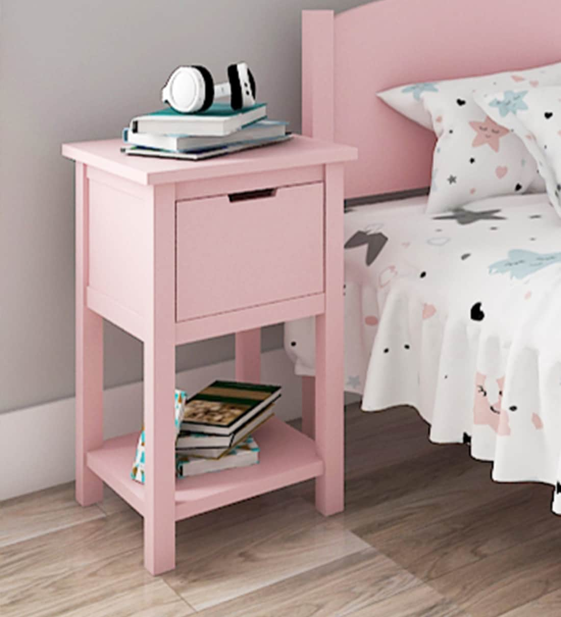 Buy Vintage Bedside Table In Pink Colour By Ikooji Online Kids