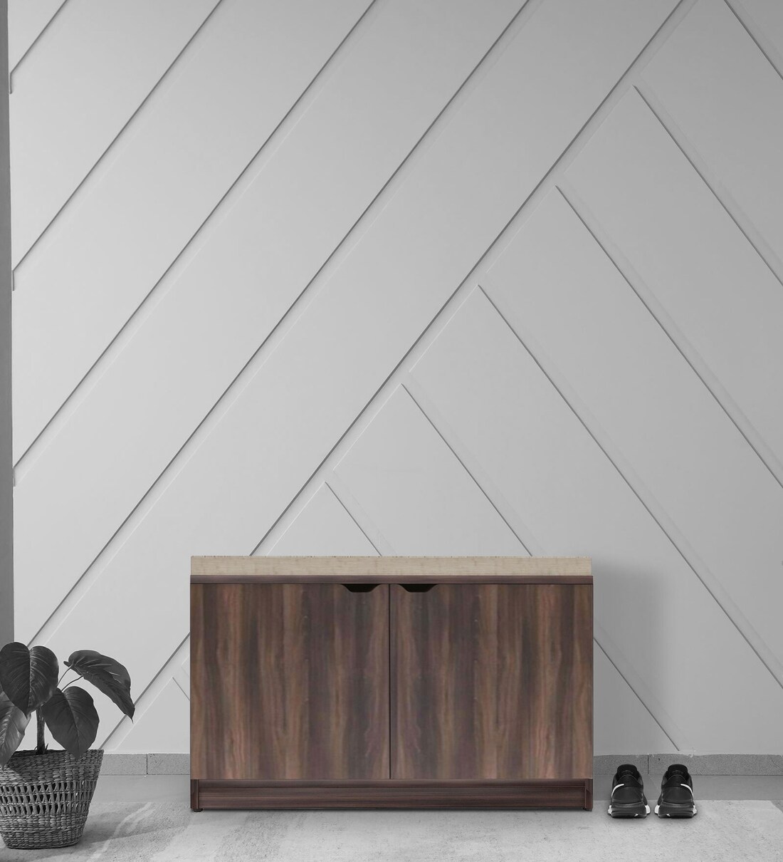 Buy Poppy Shoe Rack with Seating in Wyoming Maple Finish Online Shoe Rack with Seating Shoe