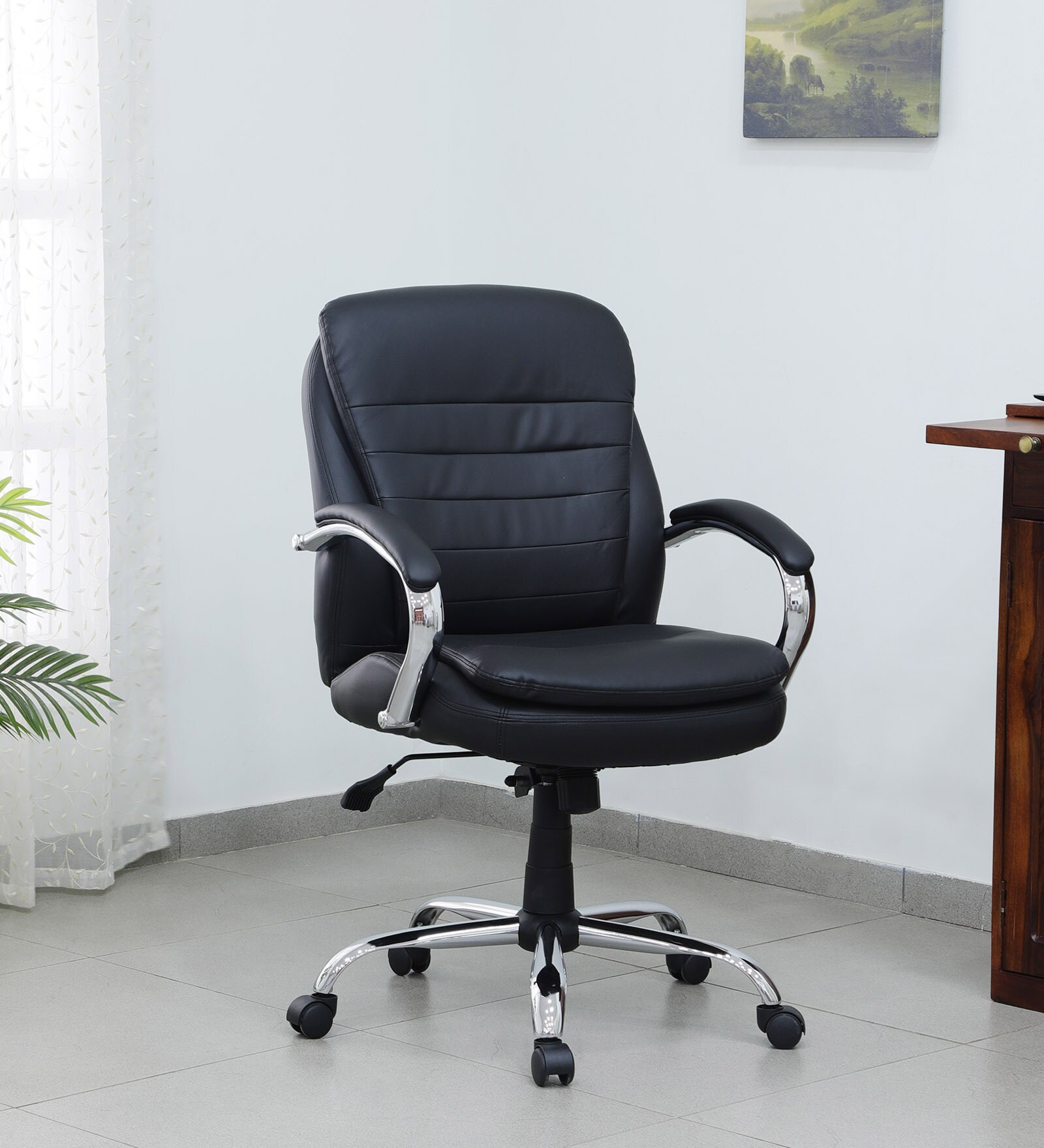 Buy Poise Leatherette High Back Executive Chair in Black Colour at 35% ...