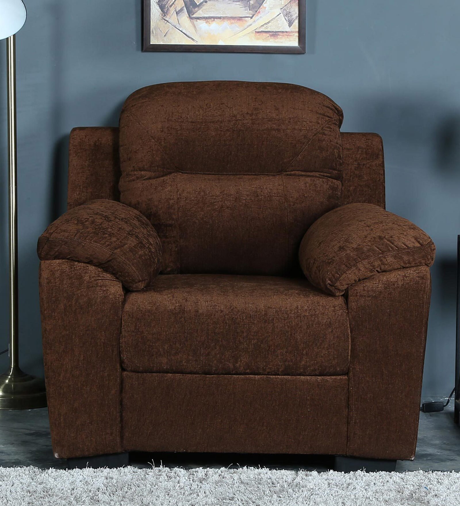 Buy Poland 1 Seater Sofa in Chocolate Brown colour at 15 OFF by