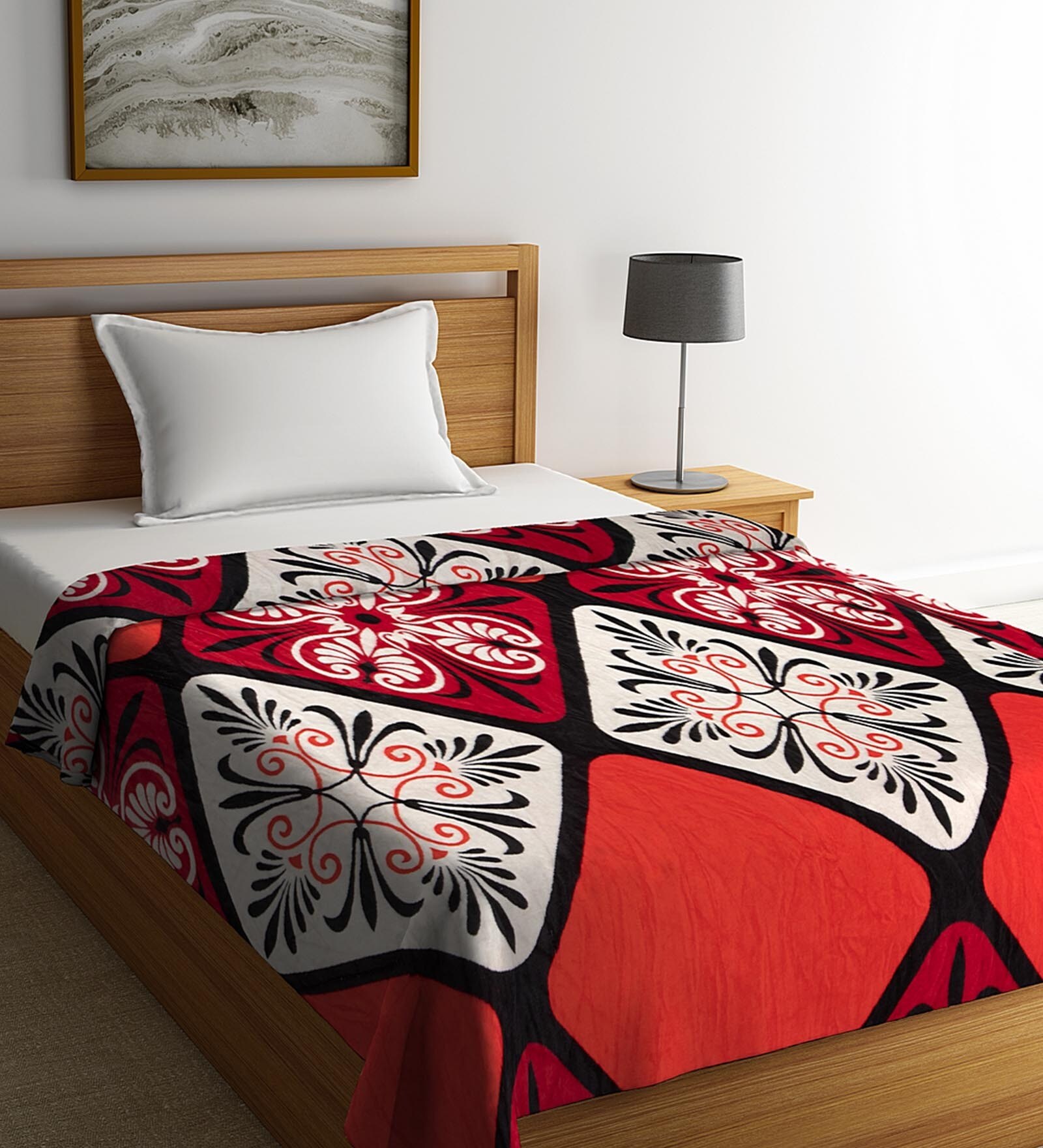 Buy Red Polyester 210 GSM Single Bed Ac Room Blanket By Neudis Online