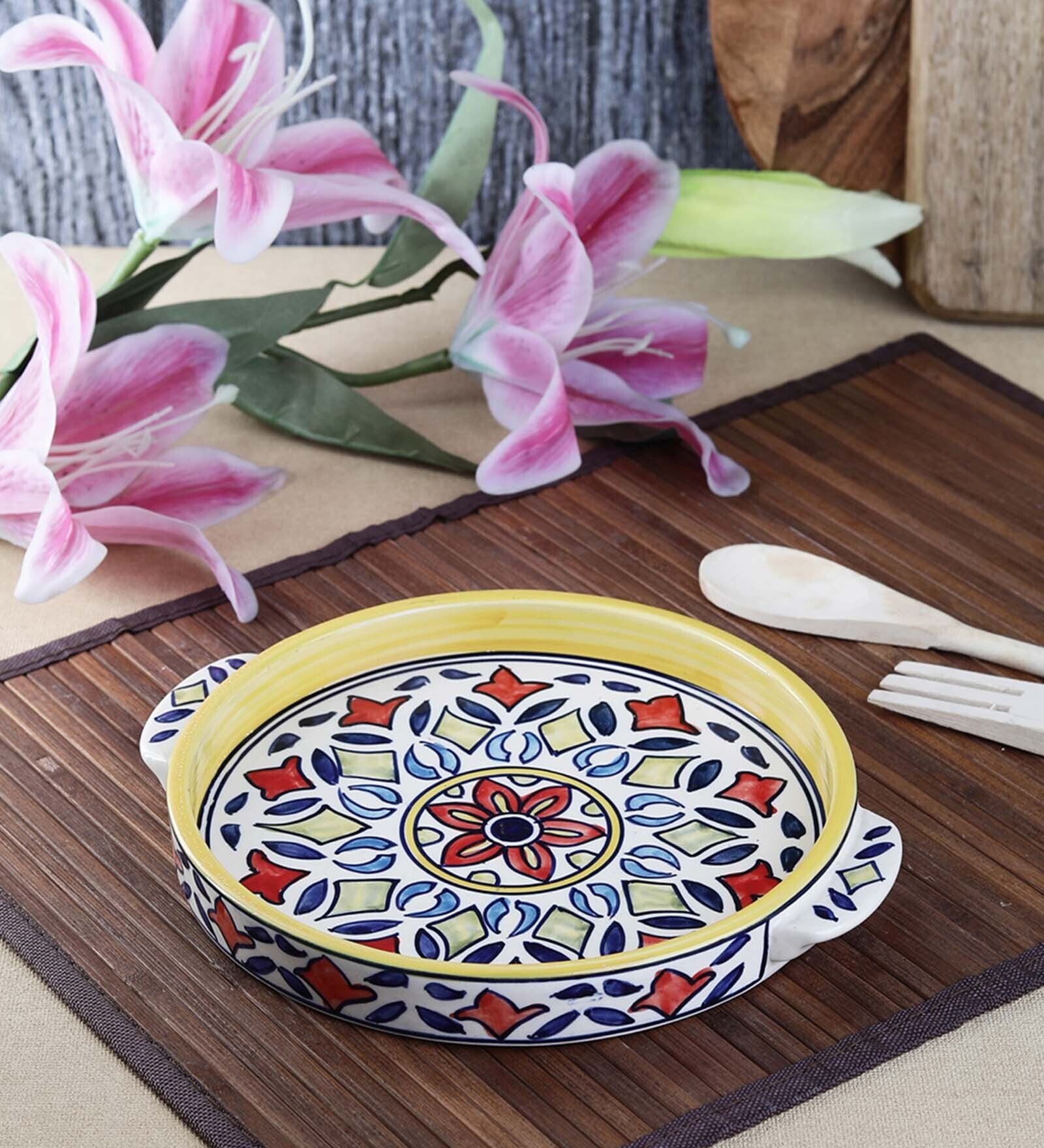Buy Rangriti Multicolour 8 Inch Ceramic Appetizer Platter Online