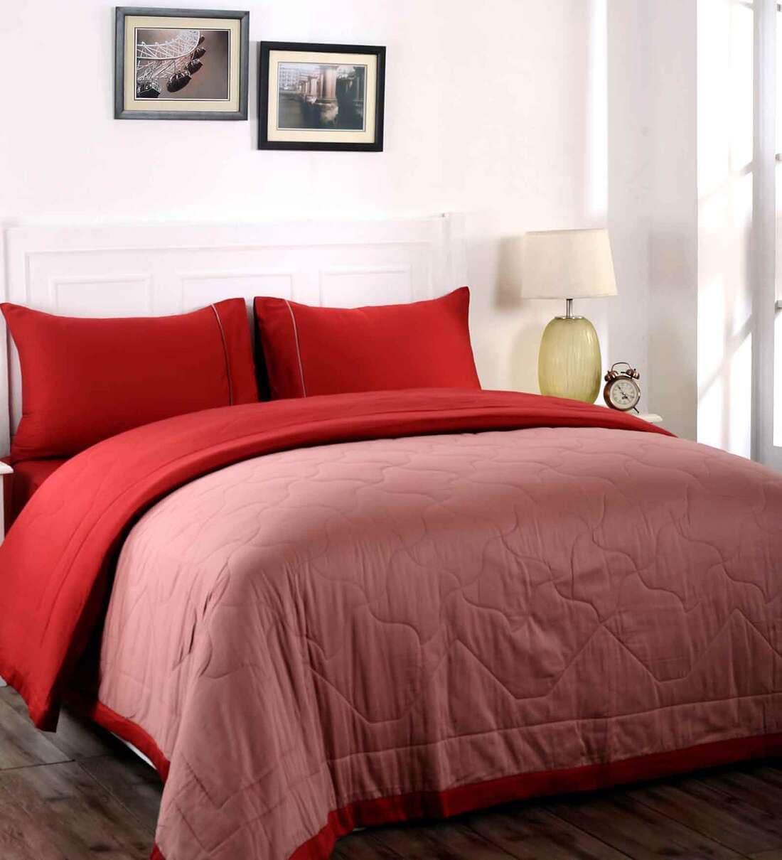 Buy Red Cotton 120 AC Room Double Bed Quilt by Maspar at 100 OFF by