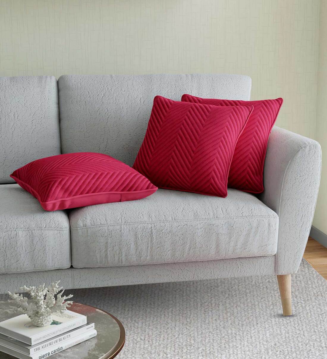 Buy Red Geometric Cotton 16 x 16 Inches Cushion Cover by Jaipur Fabric Online Geometric Print