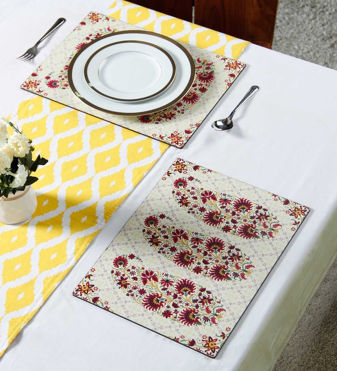Buy Paisley (16x16) Cream & Maroon MDF (Set of 6) Placemat at 37% OFF ...