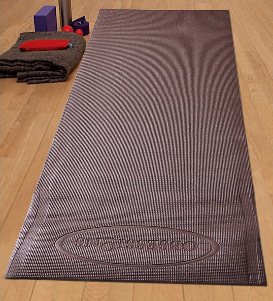 Buy Brown PVC Anti Skid 6 ft x 2 ft Yoga Mat by Obsessions Online
