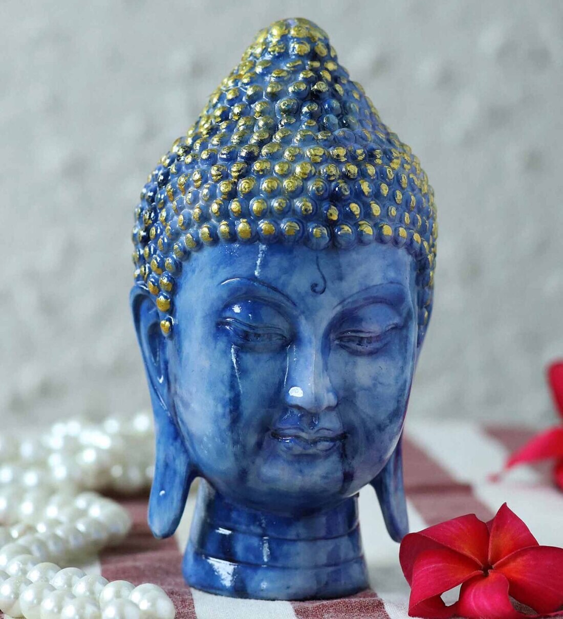 Buy Resin & Marble Blue Buddha Head Idol By Ferns N Petals Online ...