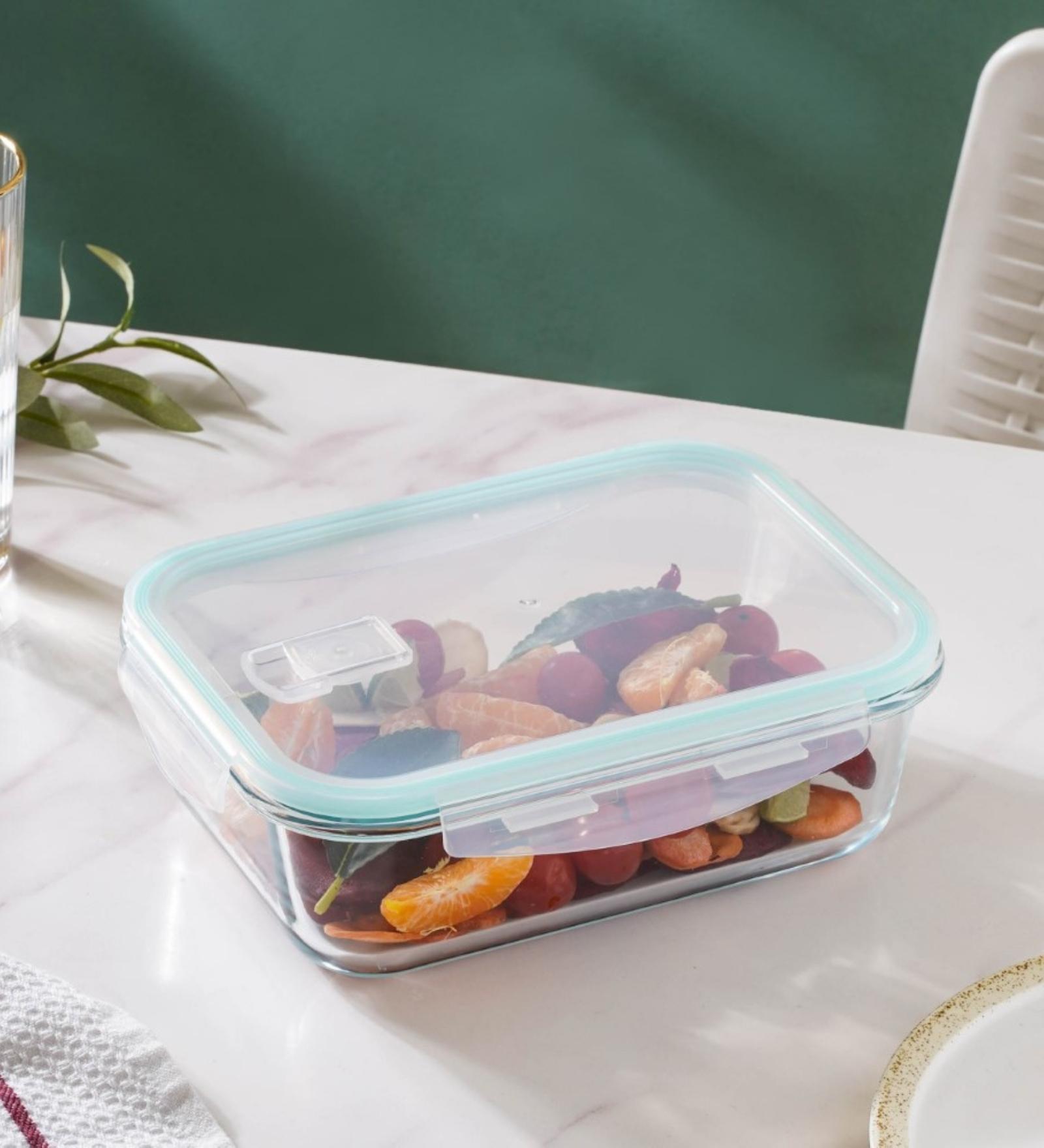 Buy Rectangle Microwave Safe 1200ml Glass & PVC Lunch Box at 32% OFF by ...