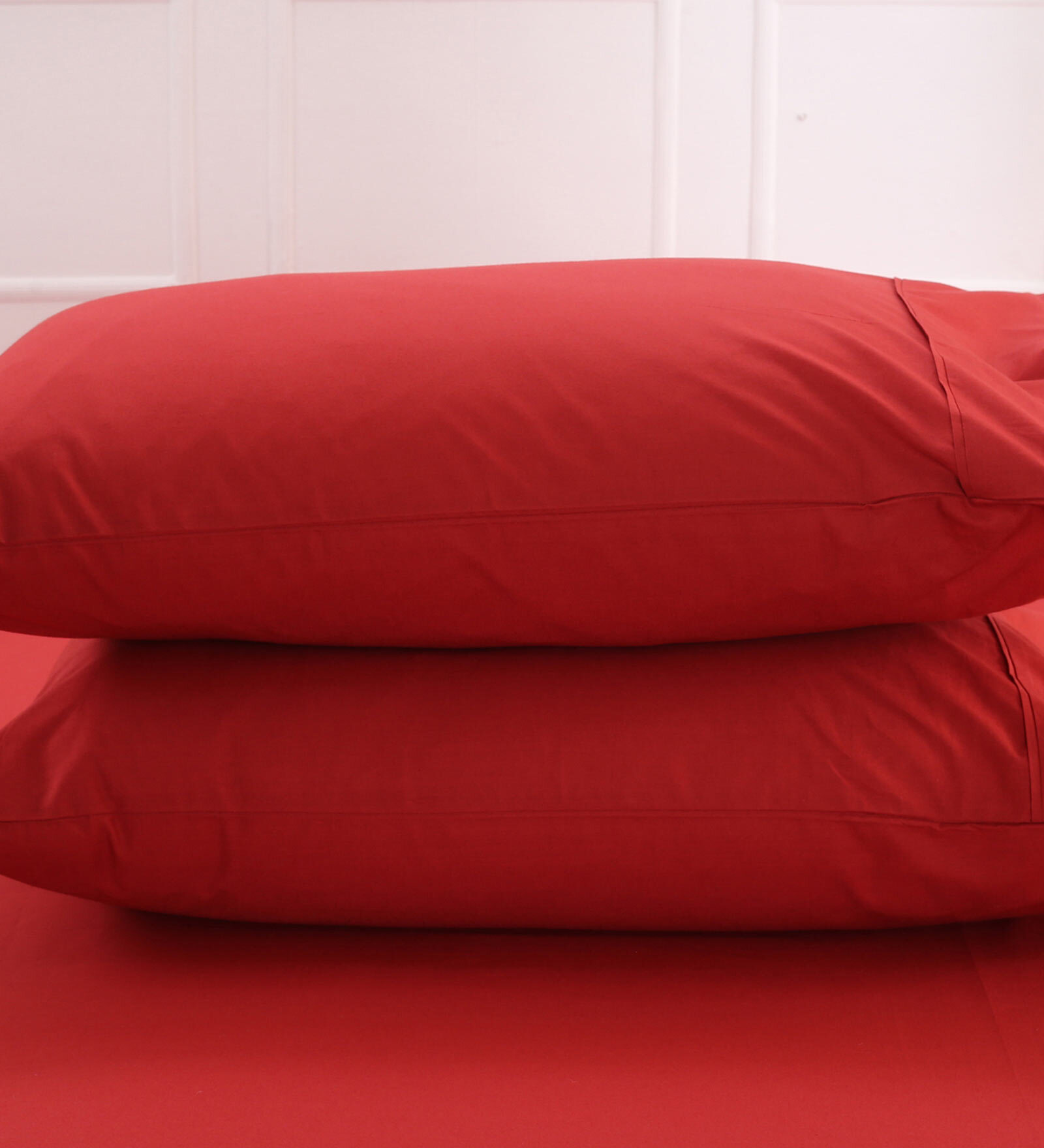 Buy Red Solid 200TC Cotton 20 x 30 Inches Pillow Covers (Set of 2) by