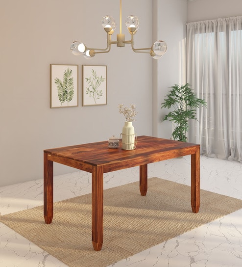 Buy Rezzan Sheesham Wood 6 Seater Dining Table In Rustic Teak Finish ...