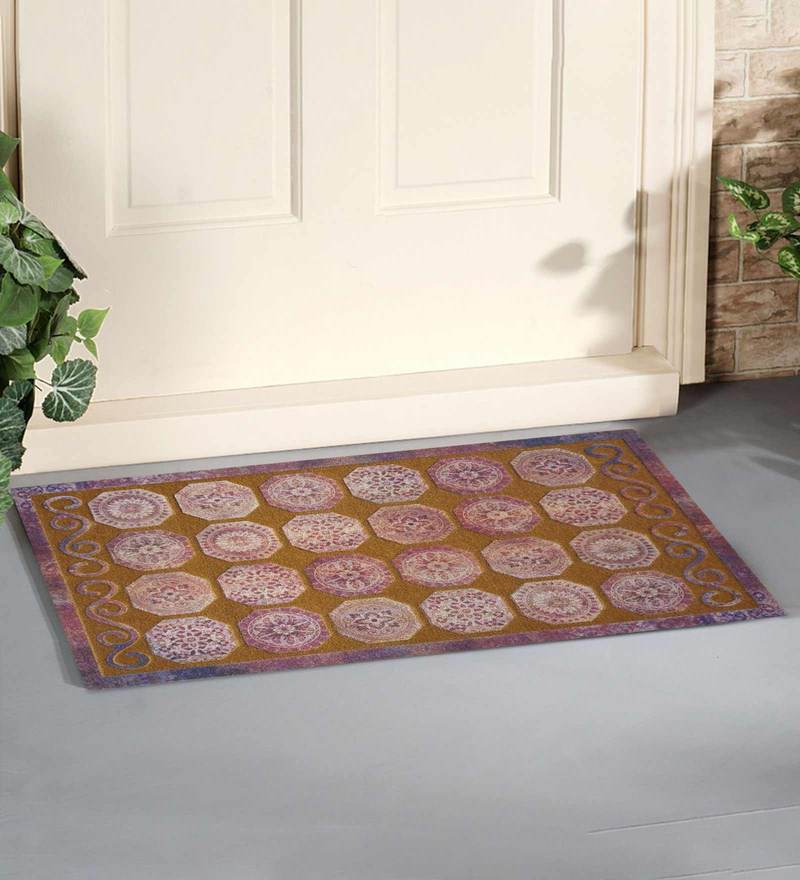 Buy Blue Rubber Antiskid Abstract Pattern Door Mat By Sheen Decor