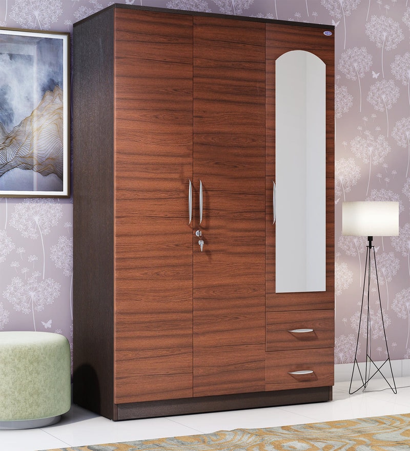 Buy Grafton Three Door Wardrobe In Natural Pine Black Finish By