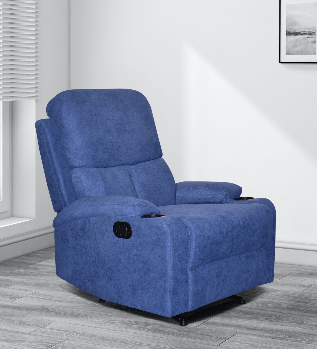 Buy Roma Fabric Manual 1 Seater Recliner in Blue Colour at 11 OFF by