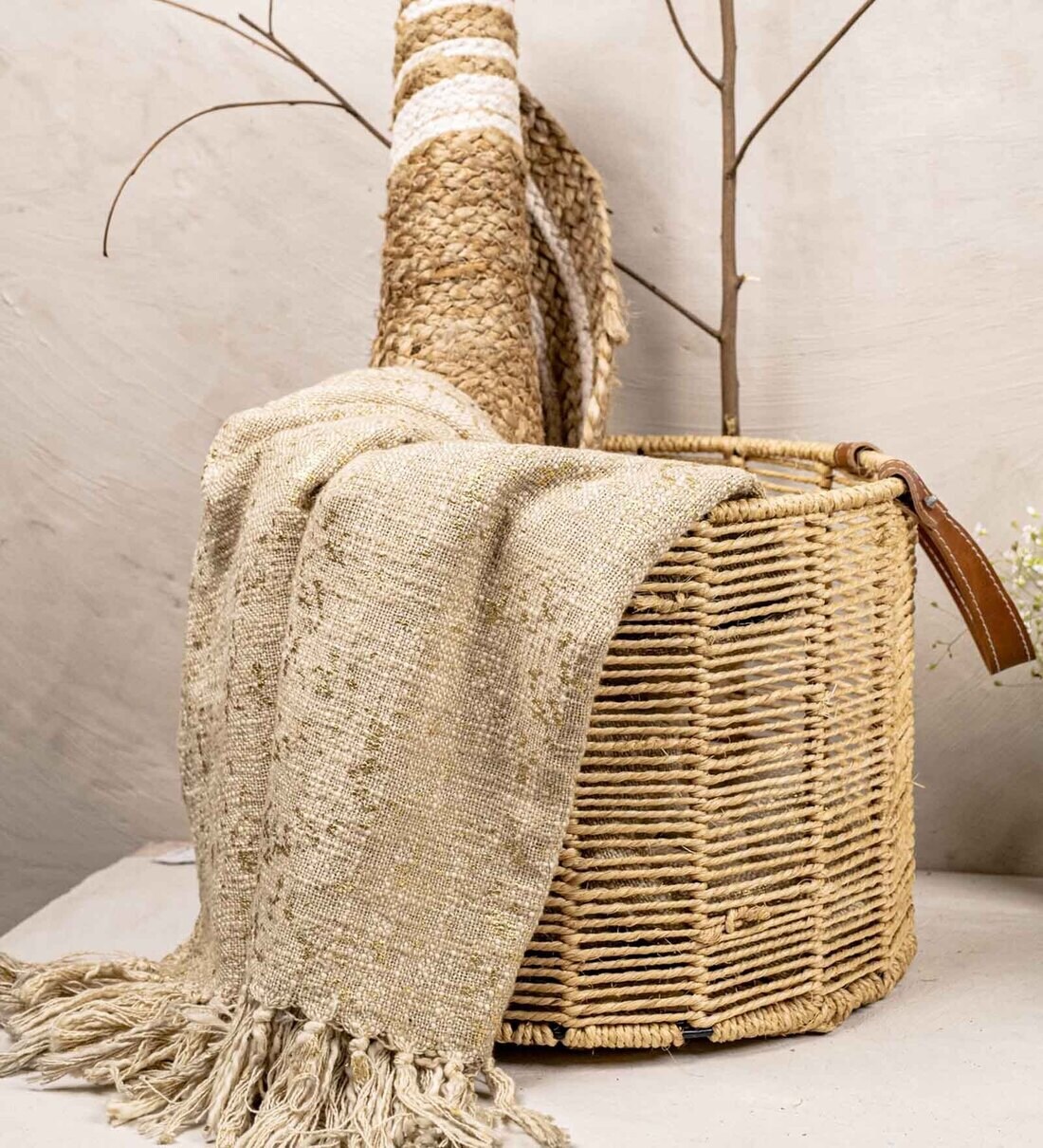 Buy Round Natural Pashe Brown Jute Basket Desk Organizer at 23 OFF by