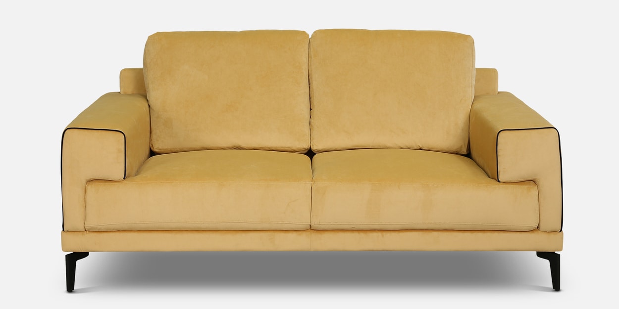 Buy Trouville Velvet 2 Seater Sofa In Mustard Yellow Colour Online