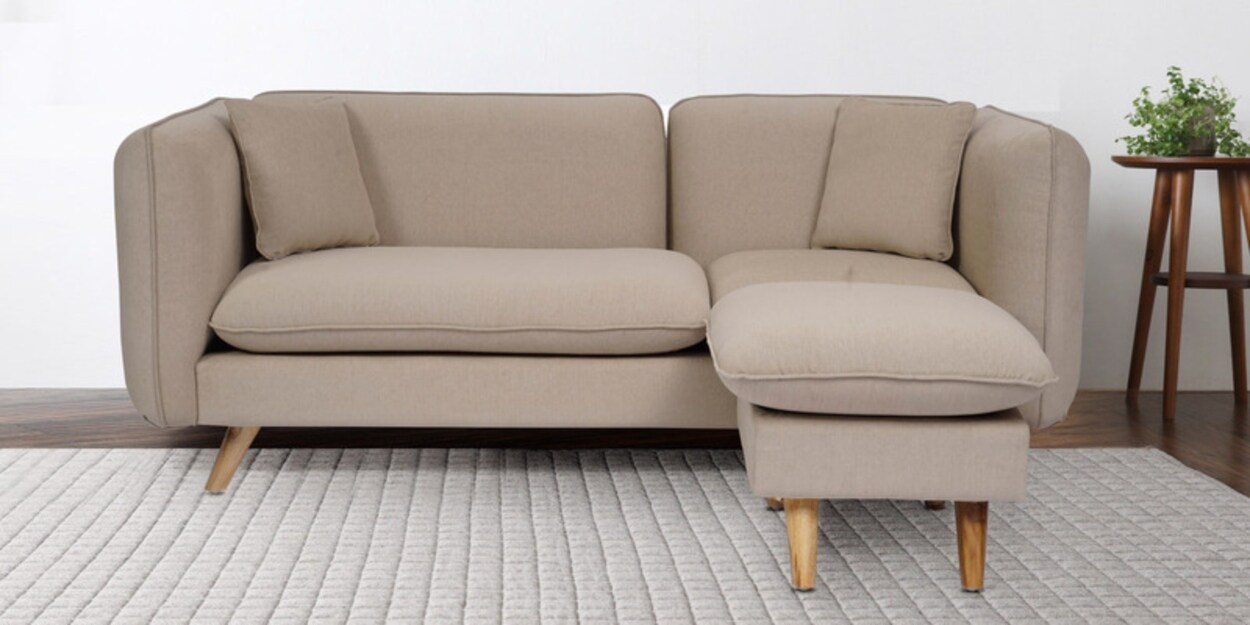 Buy Romina Fabric LHS Sectional Sofa In Beige Colour Online Contemporary LHS Sectional Sofas