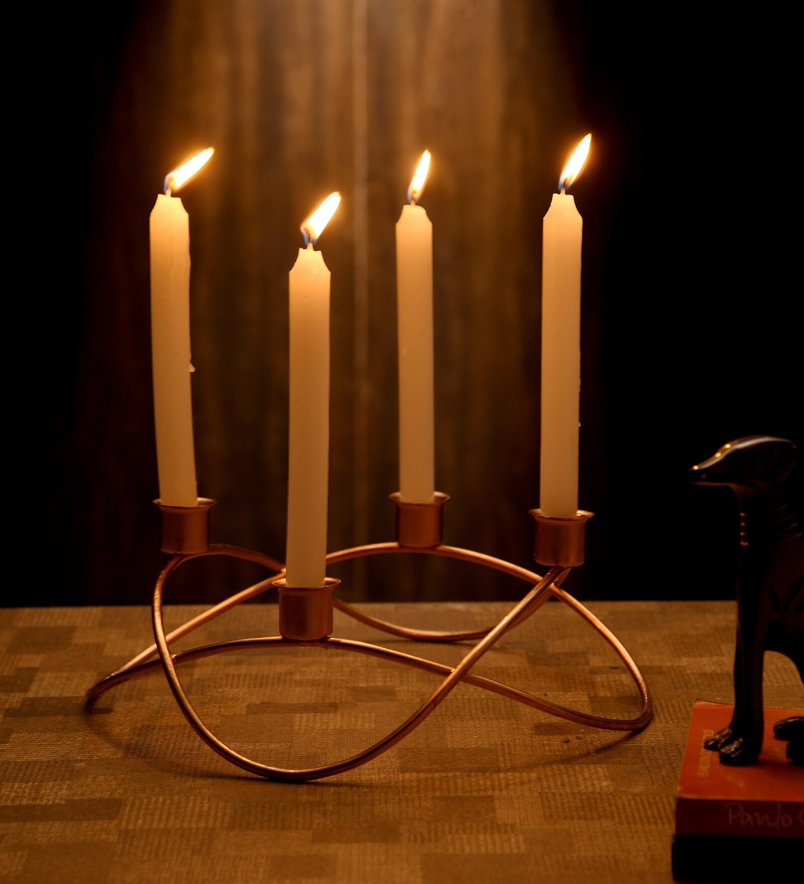 Buy Rosegold Iron Table Candle Holder by Royalkues Online Candle