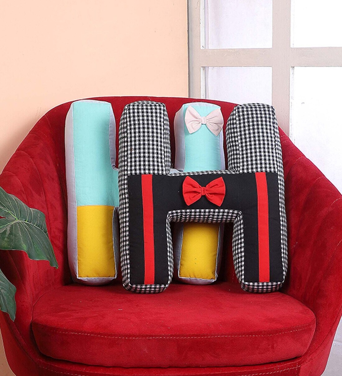 Buy Set Of 2 H Alphabet Shape Cushion With Filler By My Gift Booth at