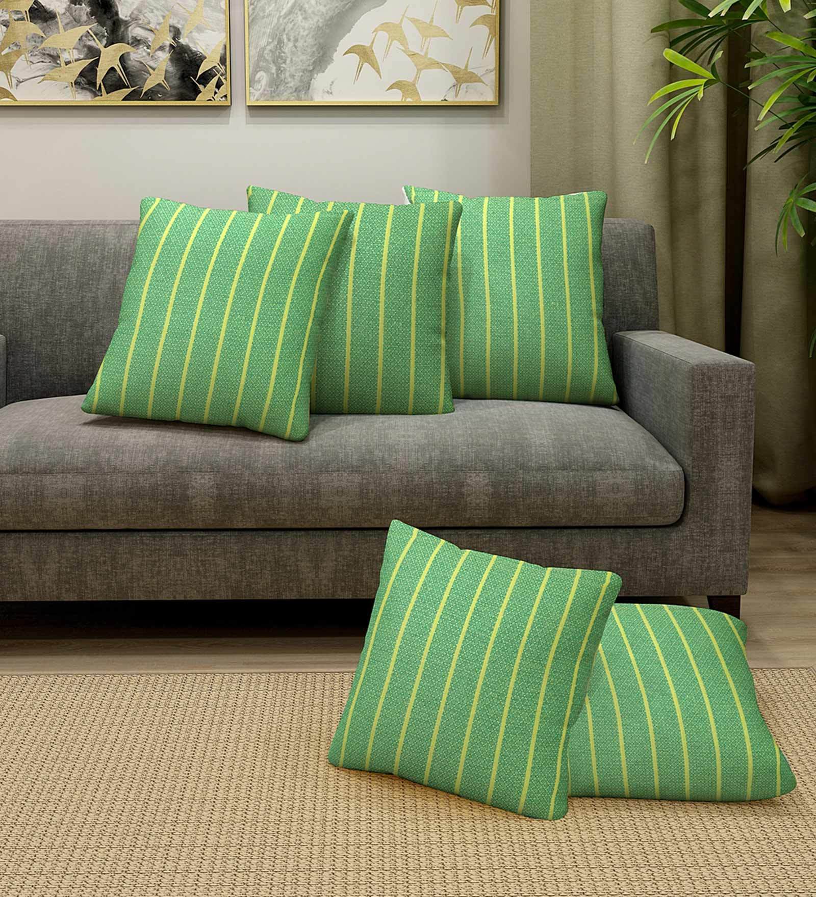 Buy Cotton Geometric Pattern 16x16 Inch Cushion Covers (Set Of 5) by