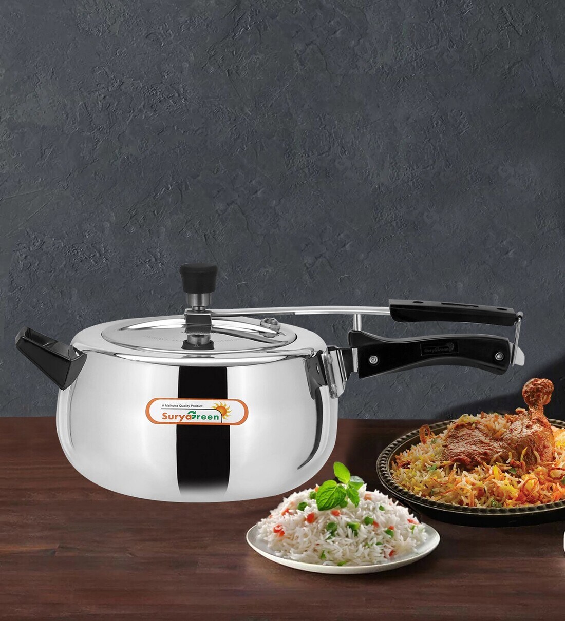 Buy Silver Aluminium Induction Friendly 5 Ltrs Pressure Cooker by Surya