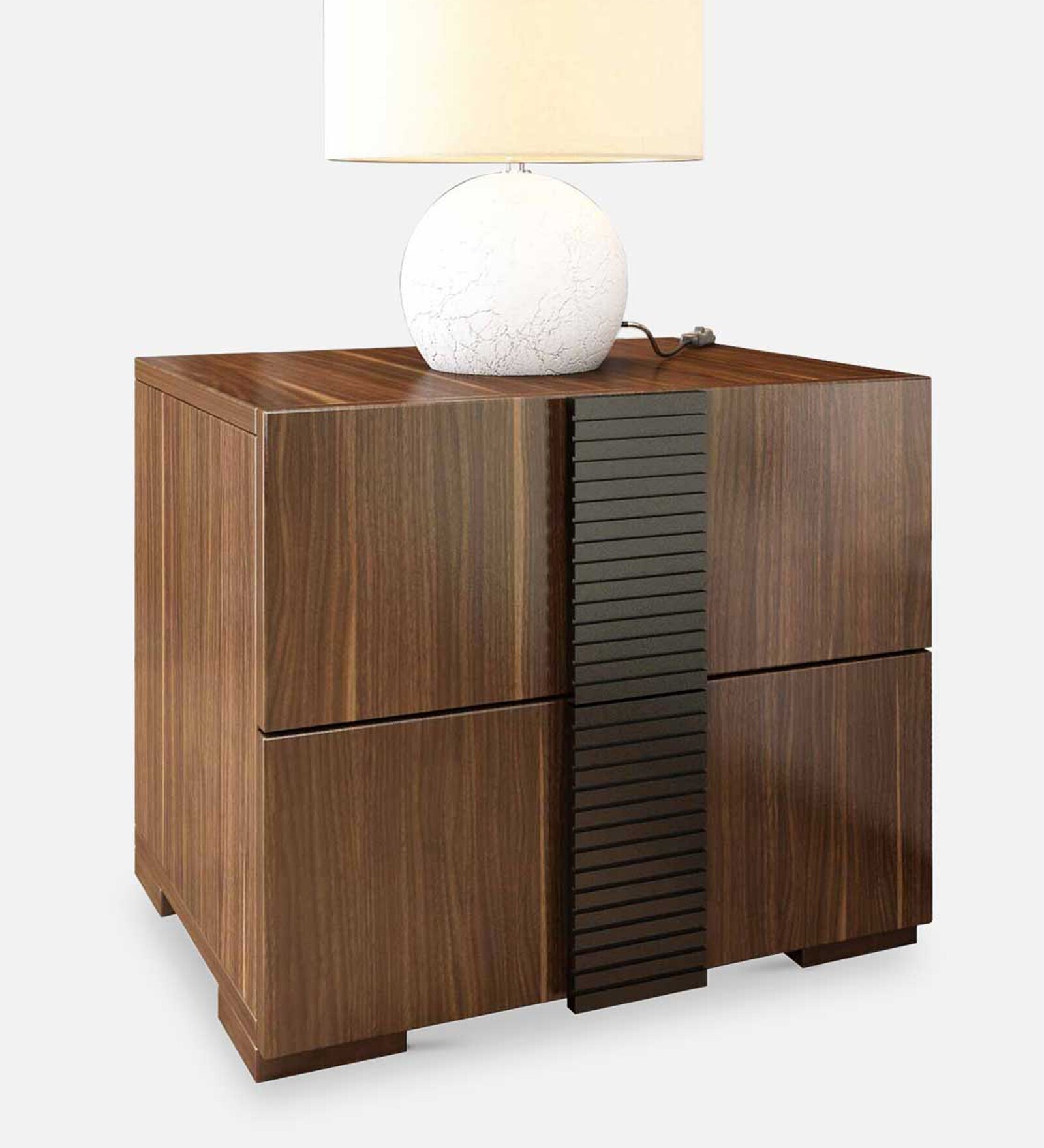 Buy Rio Bedside Table in Cairo Walnut & Black Finish with Drawers