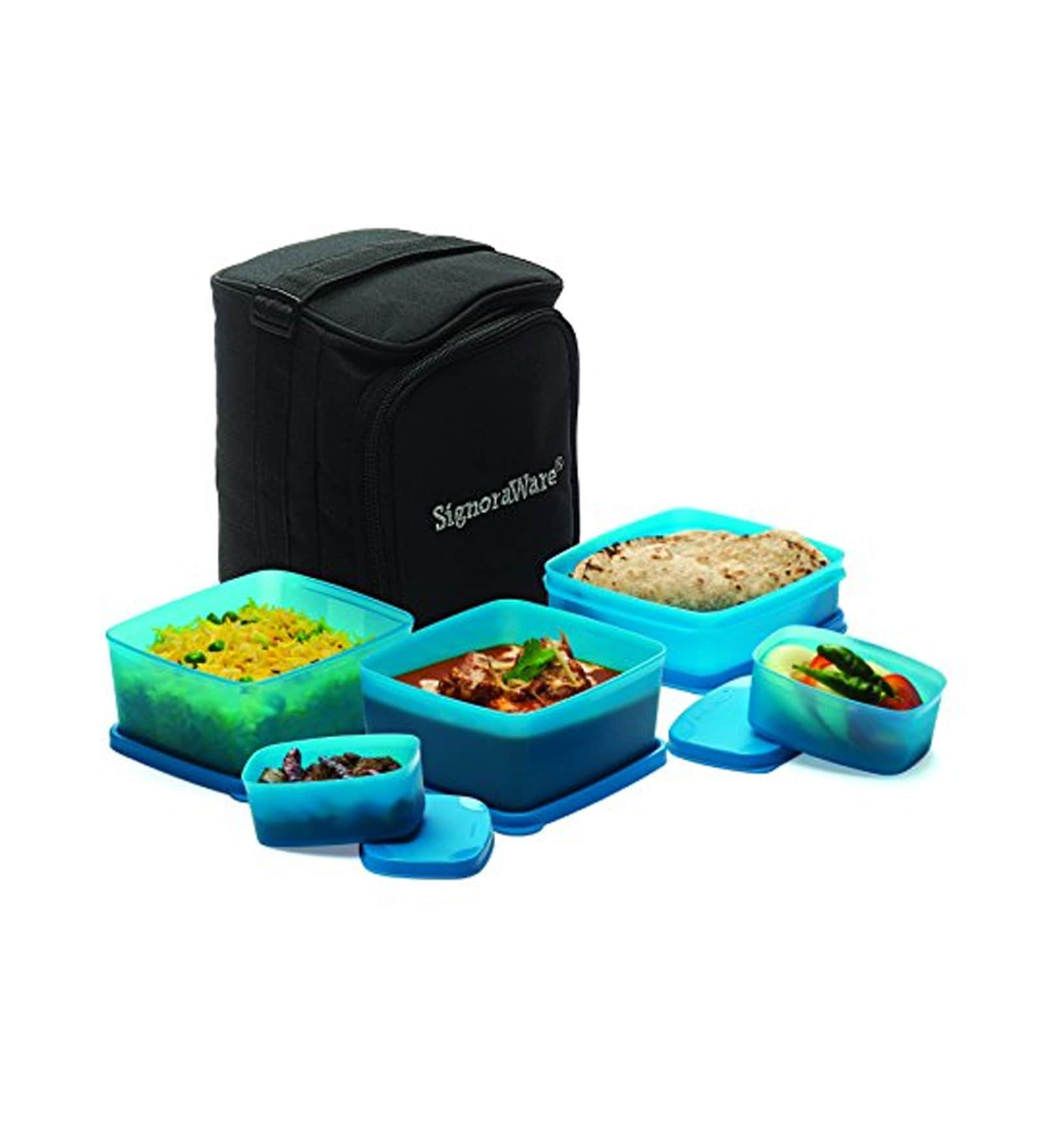 Buy Signoraware Trendy Lunch Box w Bag, Blue Online - Lunch Box - Lunch ...