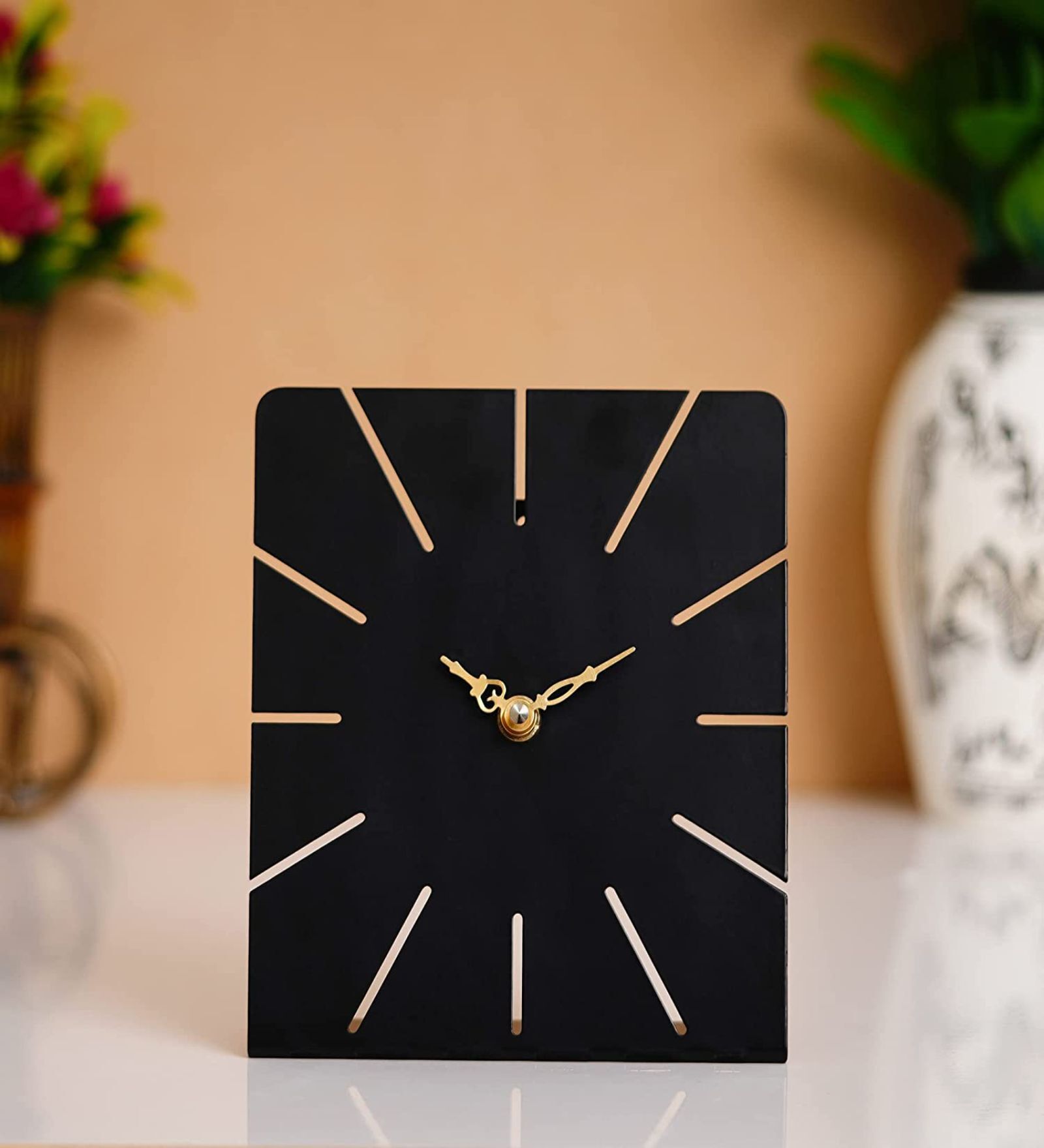 Simplest Square Analog Iron Table Clock, By The Next Decor 