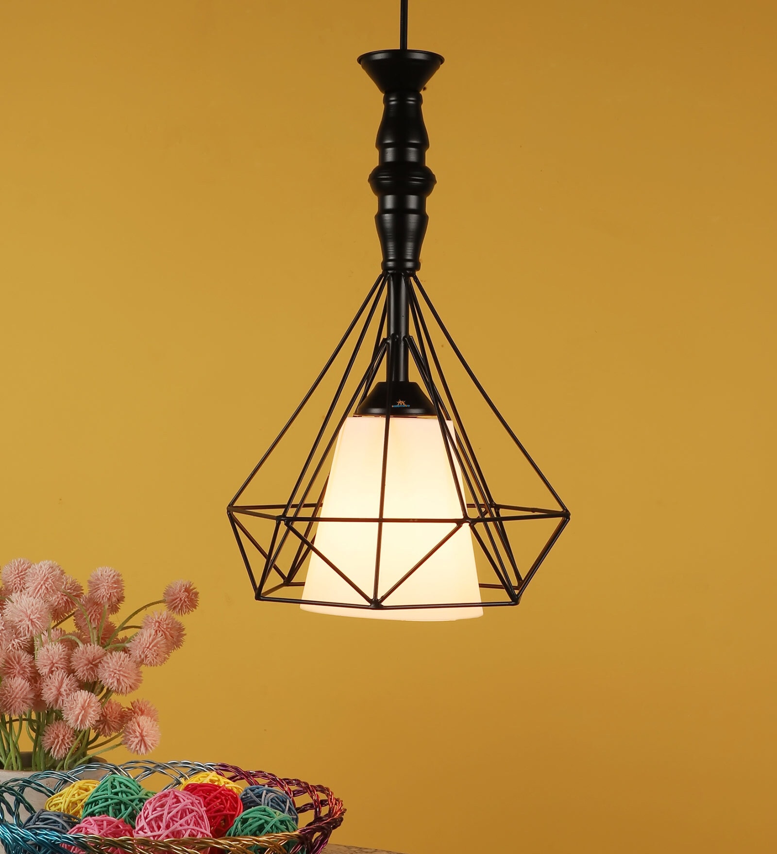 Buy Travis Black Iron Hanging Light by DecorativeRay Online Geometric