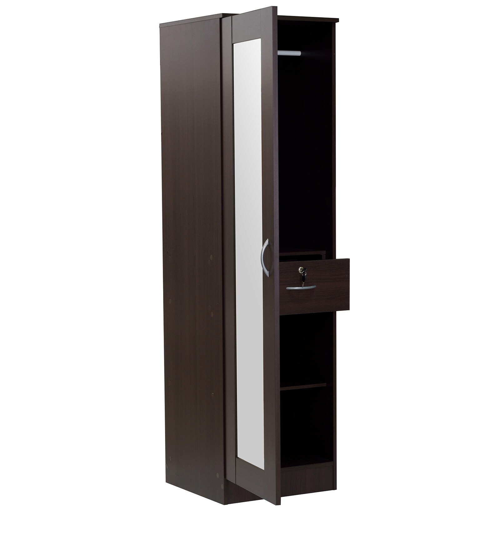 Buy Namito One Door Wardrobe with Mirror in Chocolate Beech Finish by ...