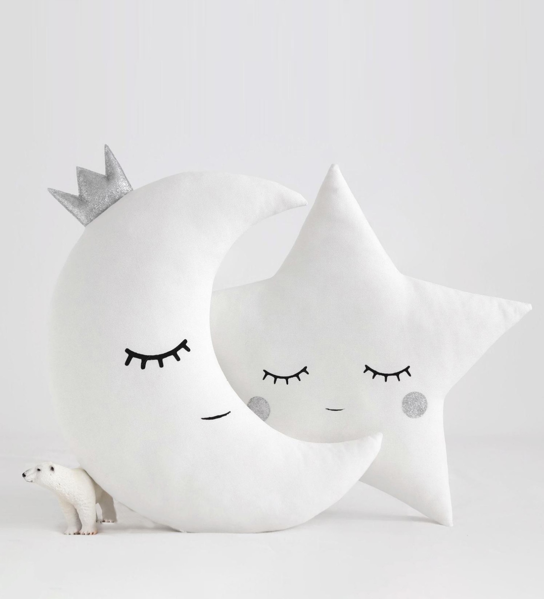 Buy White Cotton Blend Moon Cloud & Star Shaped Pillows (Set of 2) by ...