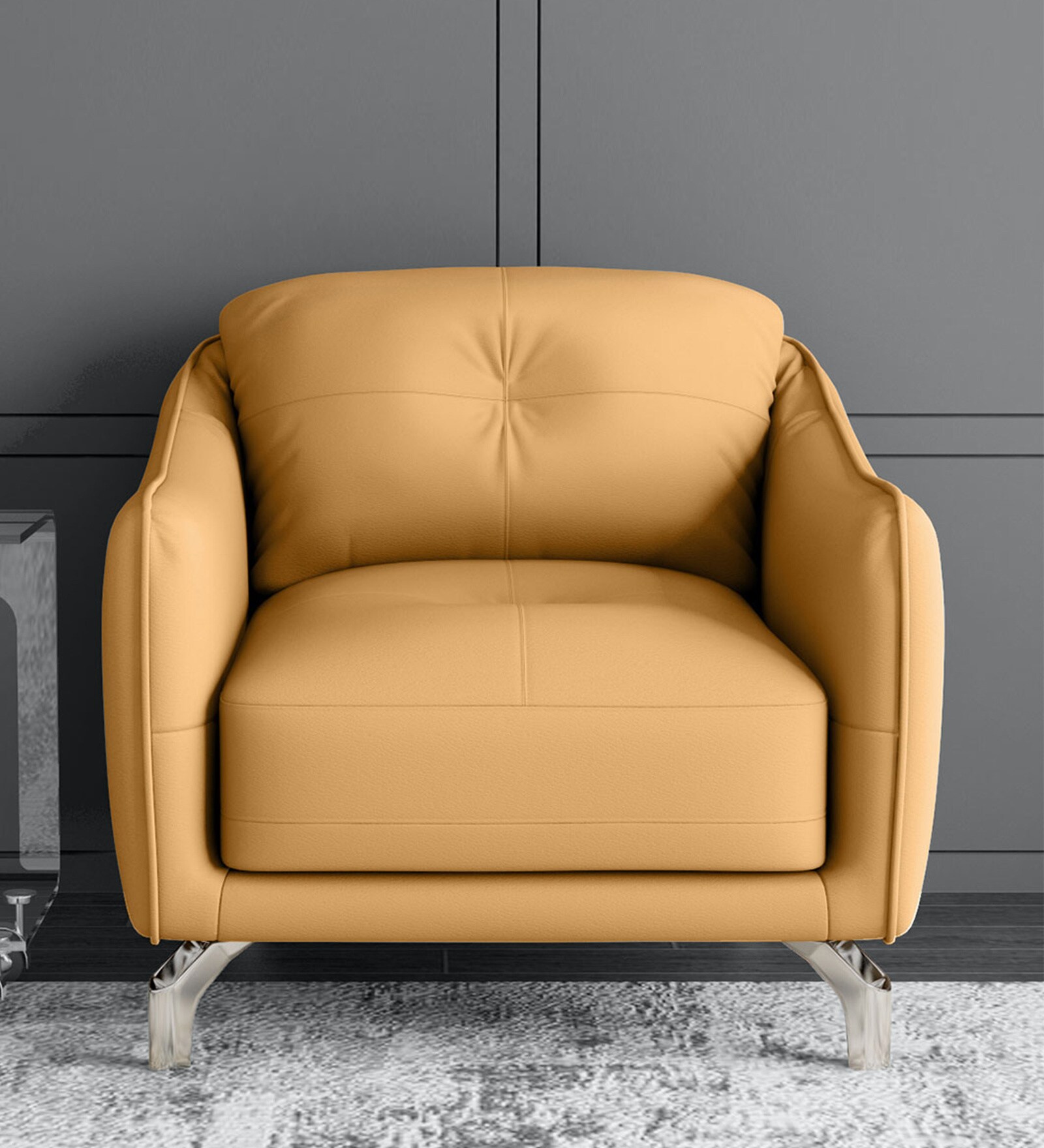 Buy Skyler Leatherette 1 Seater Sofas in Yellow Colour Online